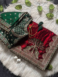 Designer Embroidered Silk Saree with Trendy Ready-Stitched Blouse - MAROON