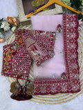 Premium Pink Soft Butterfly Net Designer Saree with Sequin & Multi-Thread Embroidery Work  - PINK