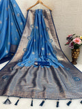Regal  Silk Saree with Grand Zari Work - SKY