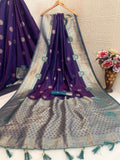 Regal  Silk Saree with Grand Zari Work - DARK PURPLE
