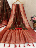 Regal  Silk Saree with Grand Zari Work - BROWN