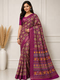 Royal Mandala Premium Silk Blend Saree with Elegant Zari Border -RANI PINK