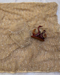Lavender Pearl Sequin & Beads Embroidered Soft Net Designer Saree - GOLD