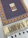 Graceful Patola Heritage Saree with Rich Zari Woven Pallu & Artistic Motifs - BLUE