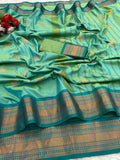 Premium Soft Banarasi Silk  Saree and Copper Zari & Rich Pallu with Contrast Blouse - PISTA