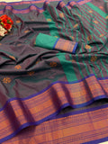 Premium Soft Banarasi Silk  Saree and Copper Zari & Rich Pallu with Contrast Blouse - WINE