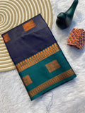 Contrast Border Traditional Silk Saree  NAVY BLUE