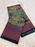 Elegant Floral Woven Saree with Intricate Heritage Border - MULTI COLOUR