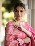 DARK PINK Soft Banarasi Silk Saree With Bewitching Blouse Piece