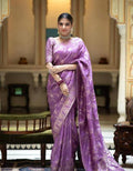PURPLE Soft Banarasi Silk Saree With Bewitching Blouse Piece