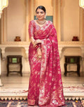 ROSE GOLD Soft Banarasi Silk Saree With Bewitching Blouse Piece