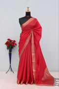 Designer Stapul Silk Saree With Rich Pallu - RED