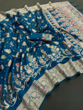 Traditional Banarasi Inspired Floral Weave Saree -SKY