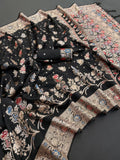 Traditional Banarasi Inspired Floral Weave Saree -BLACK