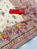 Heritage Soft Silk Saree with Elephant Procession Border & Rich Pallu  CREAM