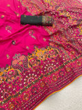 Heritage Soft Silk Saree with Elephant Procession Border & Rich Pallu RANI PINK