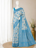 Heritage Ivory Banarasi Saree with Royal Zari Weaving -SKY BLUE
