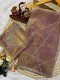 Midnight Diamond Glow – Space Silk Designer Saree-ONION PINK