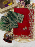 Butterfly Bloom Saree - RED