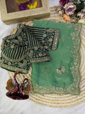 Butterfly Bloom Saree - GREEN