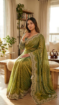 Elegant Wine Pink Designer Saree with Intricate Embroidered Border & Sequin Butti Work- PERROT