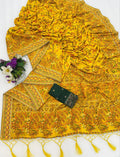 Royal Pashmina Kaju Soft Silk Saree -YELLOW