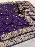 PURPLE Pure Soft Banarasi Silk Saree