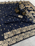 NAVY Pure Soft Banarasi Silk Saree