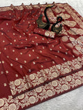 MARRON  Pure Soft Banarasi Silk Saree