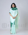 Ocean-blue New Fancy Soft Crepe Silk Saree