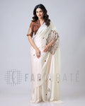 Off-white New Fancy Soft Crepe Silk Saree