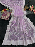 I- PURPLE  Embroidered, Dyed Bollywood Tissue Saree