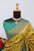 YELLOW   KANIJIVARAM PREMIUM SOFT SILK SAREE