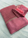 Elegant Pink Viscose Georgette Saree with Satin Patti Border & Running Blouse