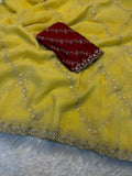 Soft Crunchy Embroidery Saree with Stone Work & Cutwork Finish-YELLOW