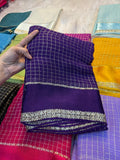 Elegant Bloom Georgette Saree With Running Blouse navy blue