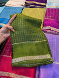 Elegant Bloom Georgette Saree With Running Blouse mehndi