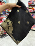 Elegant Pure Viscose Crepe Silk Saree with Running Blouse - black