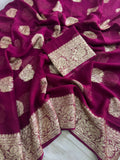 Elegant Viscose Georgette wine Saree With Running Blouse