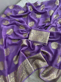 Elegant Viscose Georgette light purple Saree With Running Blouse