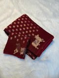 Elegant Viscose Dola Crepe Silk Saree with Chit Pallu & Zari Border - brown
