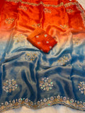 Fendy Chiffon Sequence Work gray Saree With Running Blouse