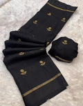 Elegant Woven Designer Saree with Minimal Motif Detailing and Rich Border : BLACK
