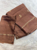 Elegant Woven Designer Saree with Minimal Motif Detailing and Rich Border : LIGHT BROWN