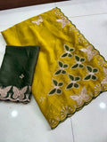 Designer Star Georgette Saree with Multi Embroidery Work -YELLOW