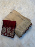 Majestic Paisley Space Silk Saree   - BEIGE