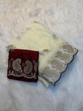 Majestic Paisley Space Silk Saree   - OFF WHITE