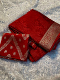 Premium Viscose Chinon Weaving Pattern Saree - MAROON