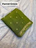 Premium Pure Viscose Weaving Jacquard Saree with Matching Blouse -PARROT GREEN
