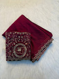 Gajlaxmi Embroidered Rangoli Saree  -MAROON